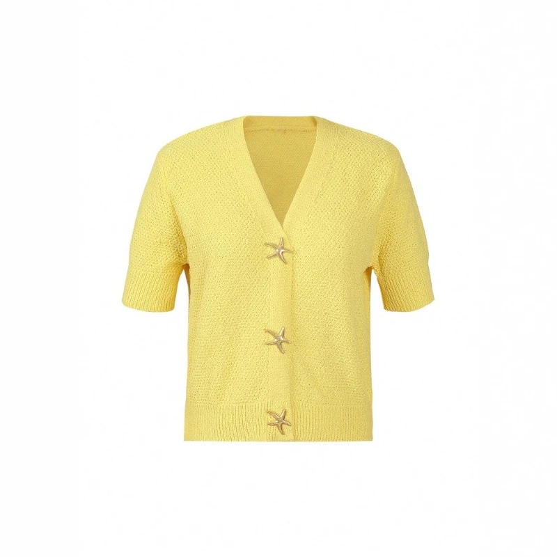 Осень-зима 2025 г., новый дизайн, вязаный модный облегающий свитер с пряжкой в виде морской звезды для женщин