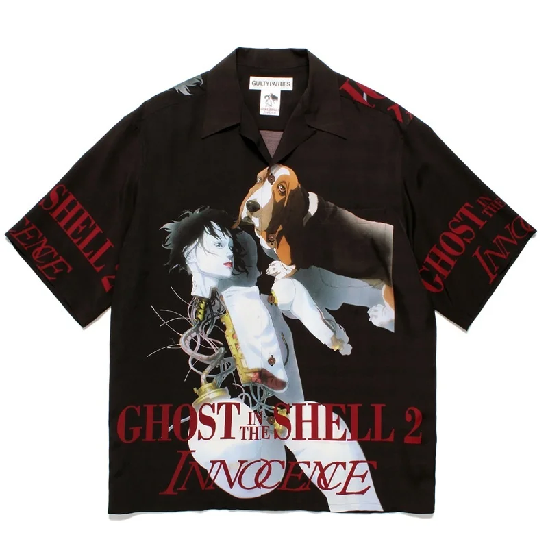 Japanese Summer WACKO MARIA Fashion Anime Hawaii Short Sleeve Shirt High-end Clothing Men's and Women's Casual Tops