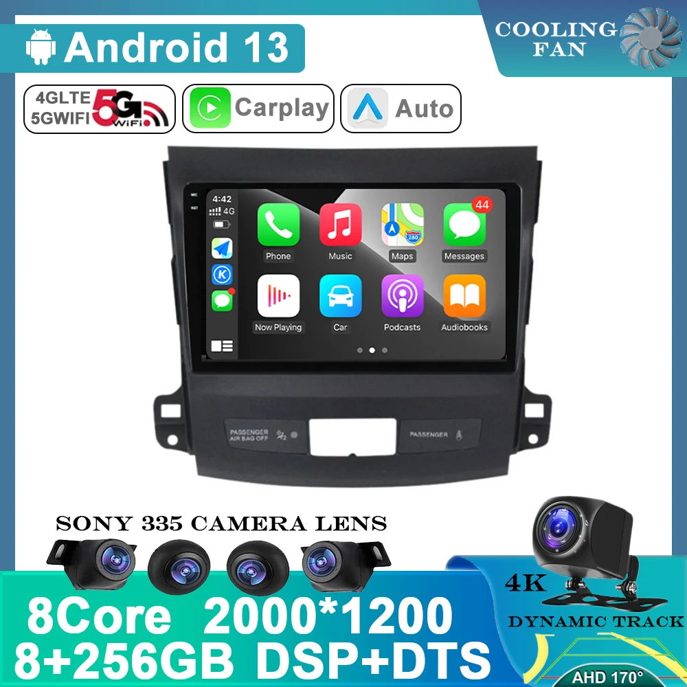 

Android 13 Carplay Auto For Mitsubishi Outlander 2006-2011 Peugeot 4007 Car Radio Multimedia Video Player Navigation GPS 4G WIFI