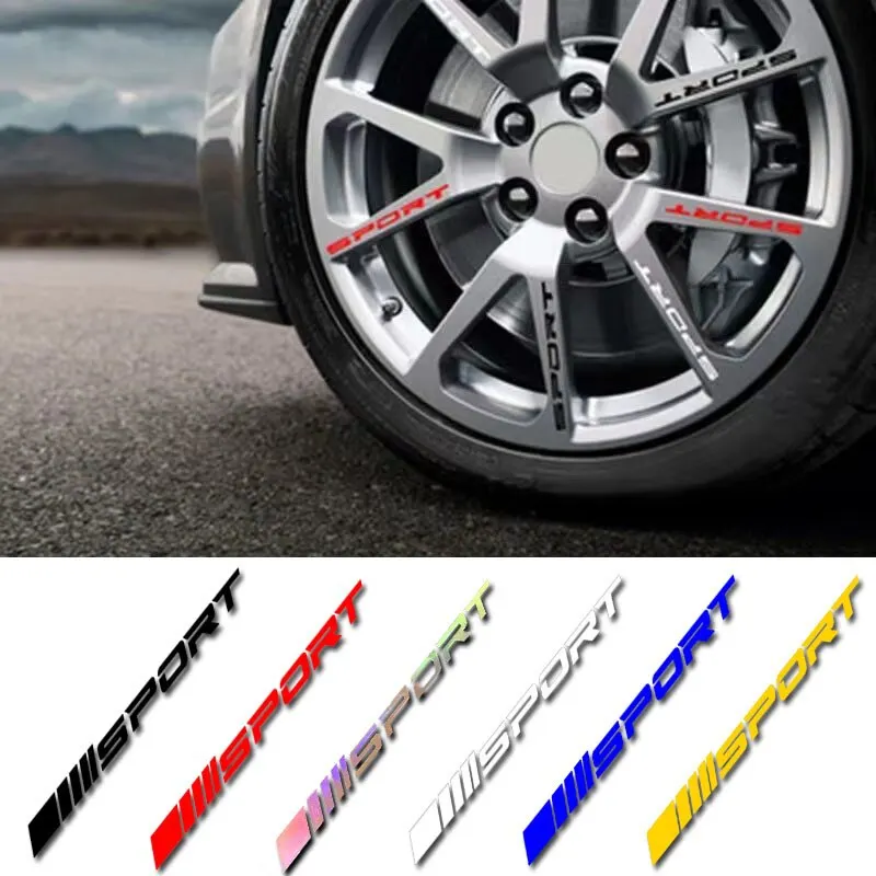 Fashion 4pc Car Stickers Wheels Rims Sport Racing DIY Stripes Decorative Stickers Emblem Car Styling Car SUV Truck Accessories