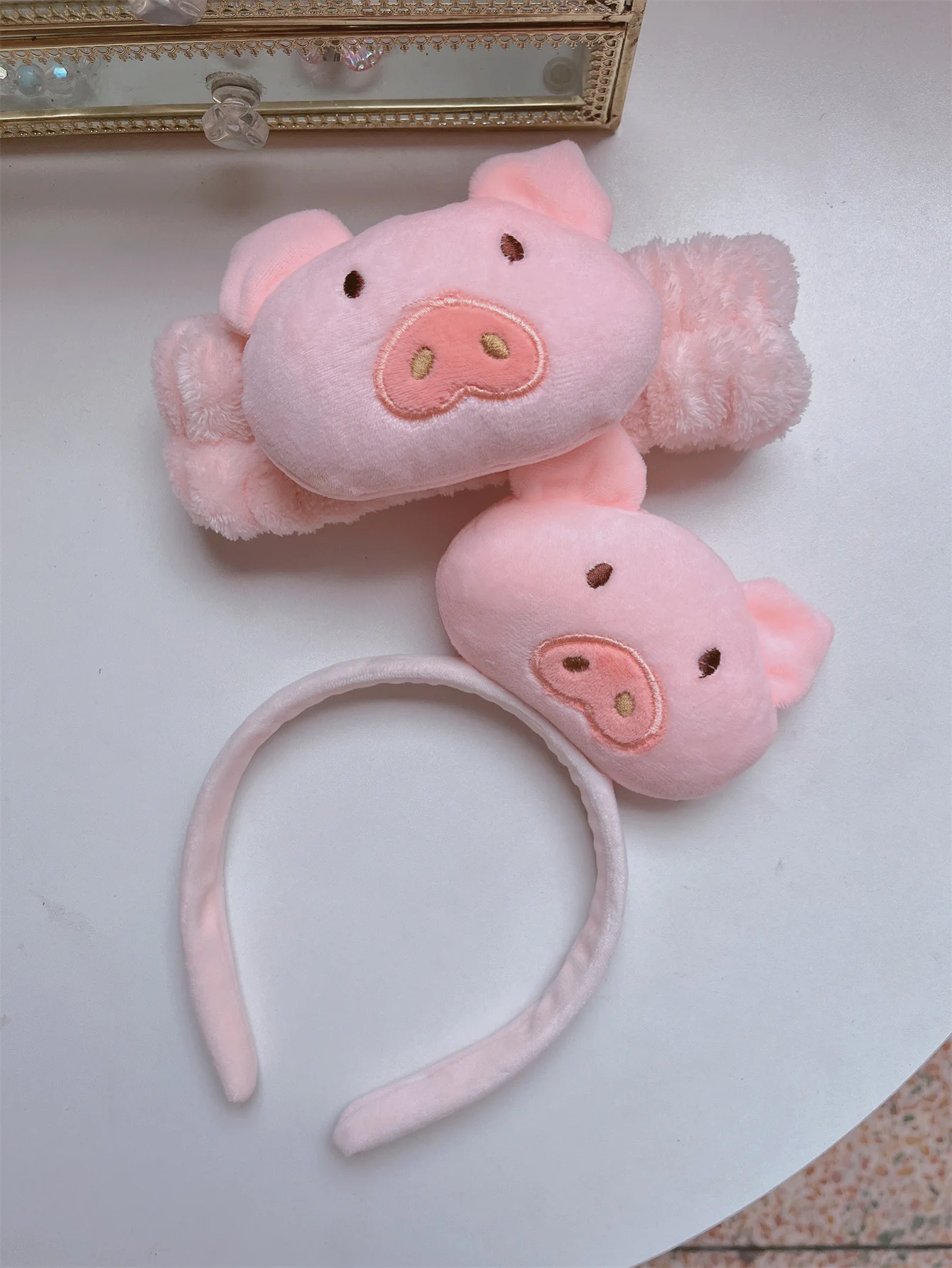 Big Cute Plush Pig Head Hair Band Fluffy Face Washing Hair Decoration Pink Pig Headband