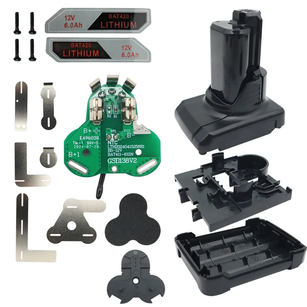BAT411 BAT420 Li-ion Battery Plastic Case Shell Box With PCB Charging Protection Board For Power Tool Battery Pack Repair Assemb