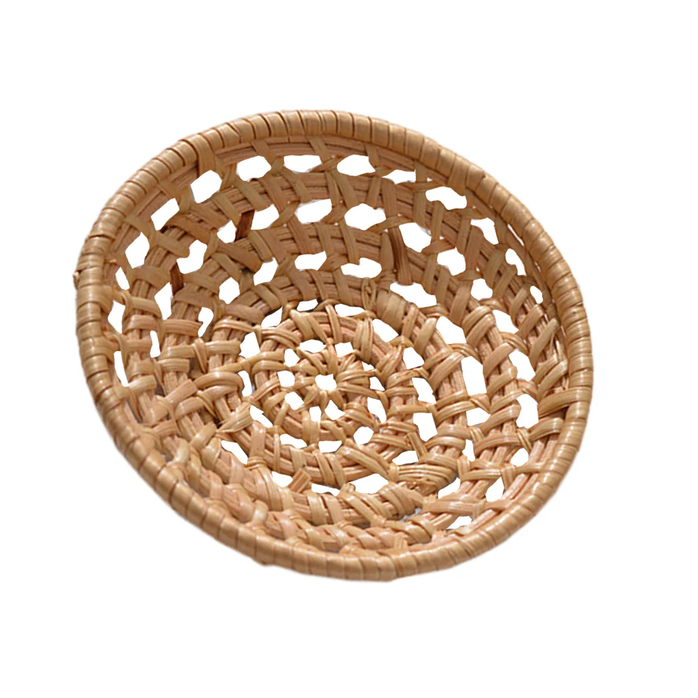 1pc Autumn Vine Woven Basket Hand-woven Vegetable Basket Hollow Out Storage Holder Dried Fruit Cake Organizer (Light Brown, Smal