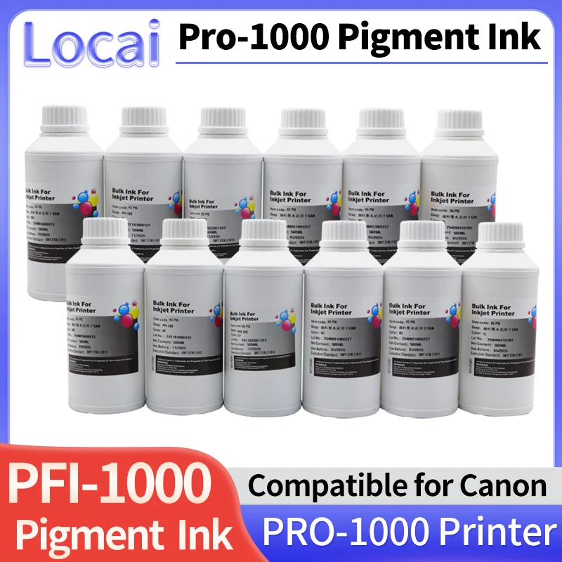 New 500ML Pigment Ink PFI-1000 Refill ink for Canon image PROGRAF PRO-1000 Printer PFI 1000  PFI1000 12Colors available
