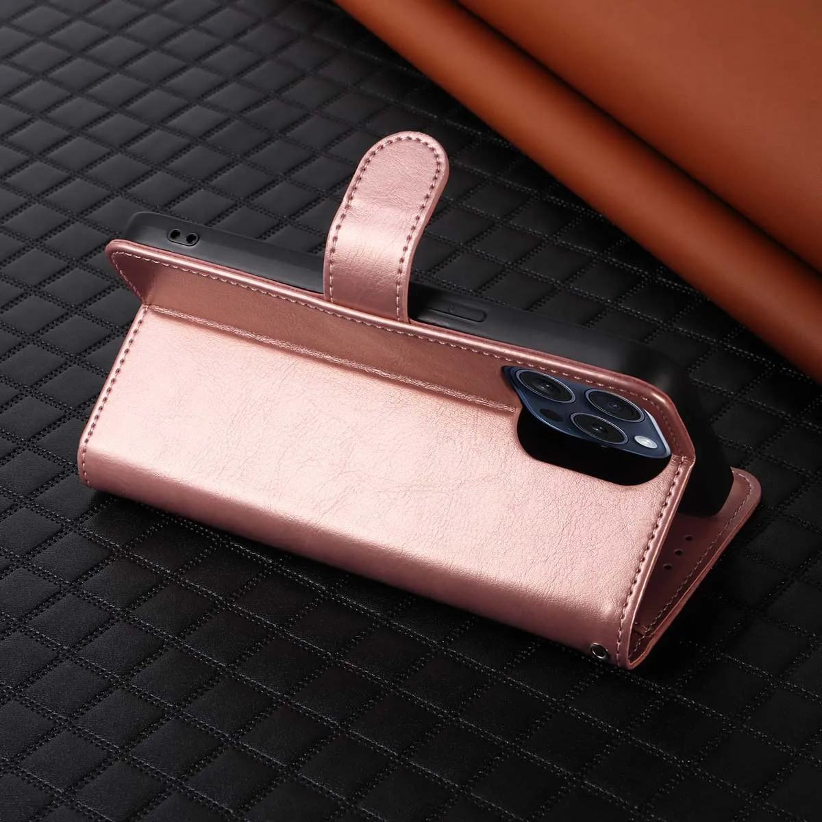 Faux Leather Phone Case for Samsung Galaxy A56 A55 A54 A52 A36 A25 A24 A14 Multifunctional Magnetic Cover With Holder Lanyard view 3
