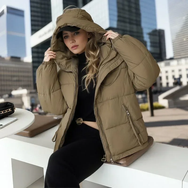 New Winter Parkas For Women Thick Warm Women\'s Cold Coat Hooded Double Zipper Oversize Down Cotton Jackets Korean Style