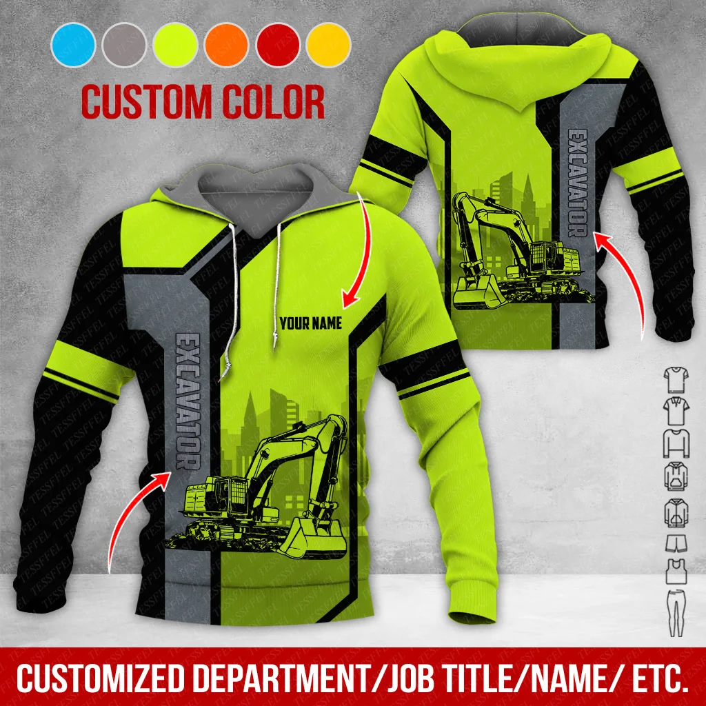 

Custom Name Excavator Operator Digger Camo Cosplay Uniform Retro Tattoo Vintage 3DPrint Harajuku Pullover Zip Jacket Hoodies A22