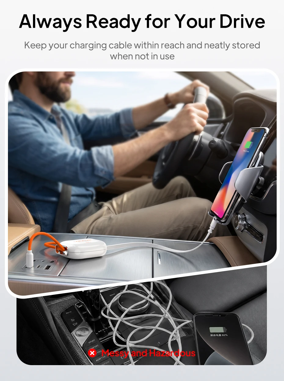 CABLETIME 100W USB-C zu USB-C Kabel Einziehbares Kabel PD-Kabel Schnellladung für iPhone 17 Samsung HUAWEI Reisekabel – Detail 4
