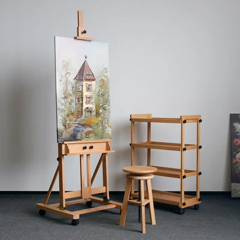 material beech floor-to-ceiling easel drawing board set portable foldable painting stand art student special display stand