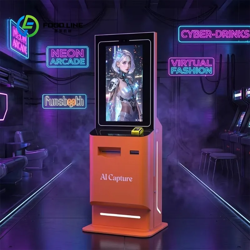customized ai selfie vending kiosk touch screen webcam printer ai software for entertainment venue business buyers
