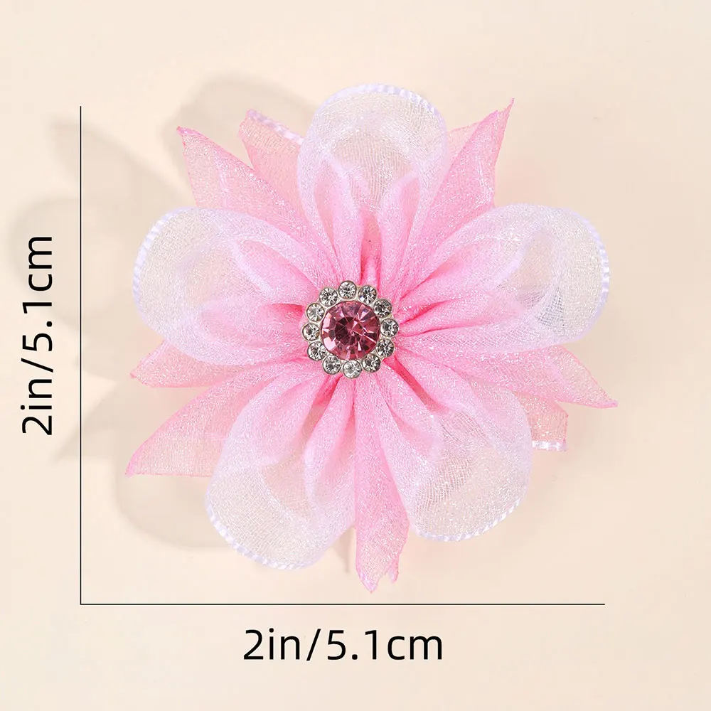 2Pcs/Set Girls Princess Rhinestone Hairpins For Kids Sweet Chiffon Floral Bow Hair Clip Children Barrettes Hair Accessories