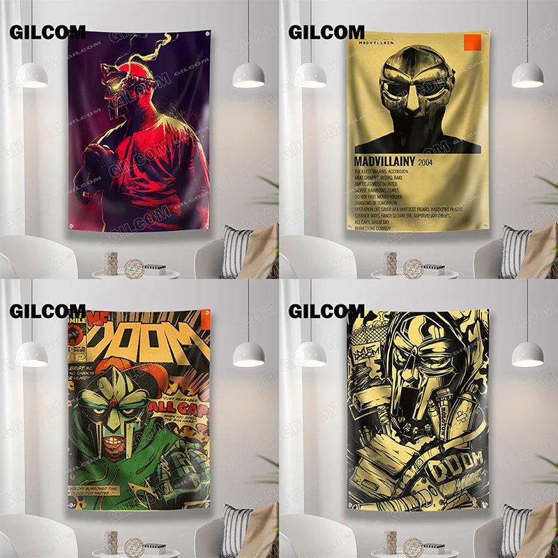 MF Doom Flag American Hip-Hop Singer Star Classic Music Album Vintage Posters Tapestry Banner Room Home Bar Cafe Wall Decor