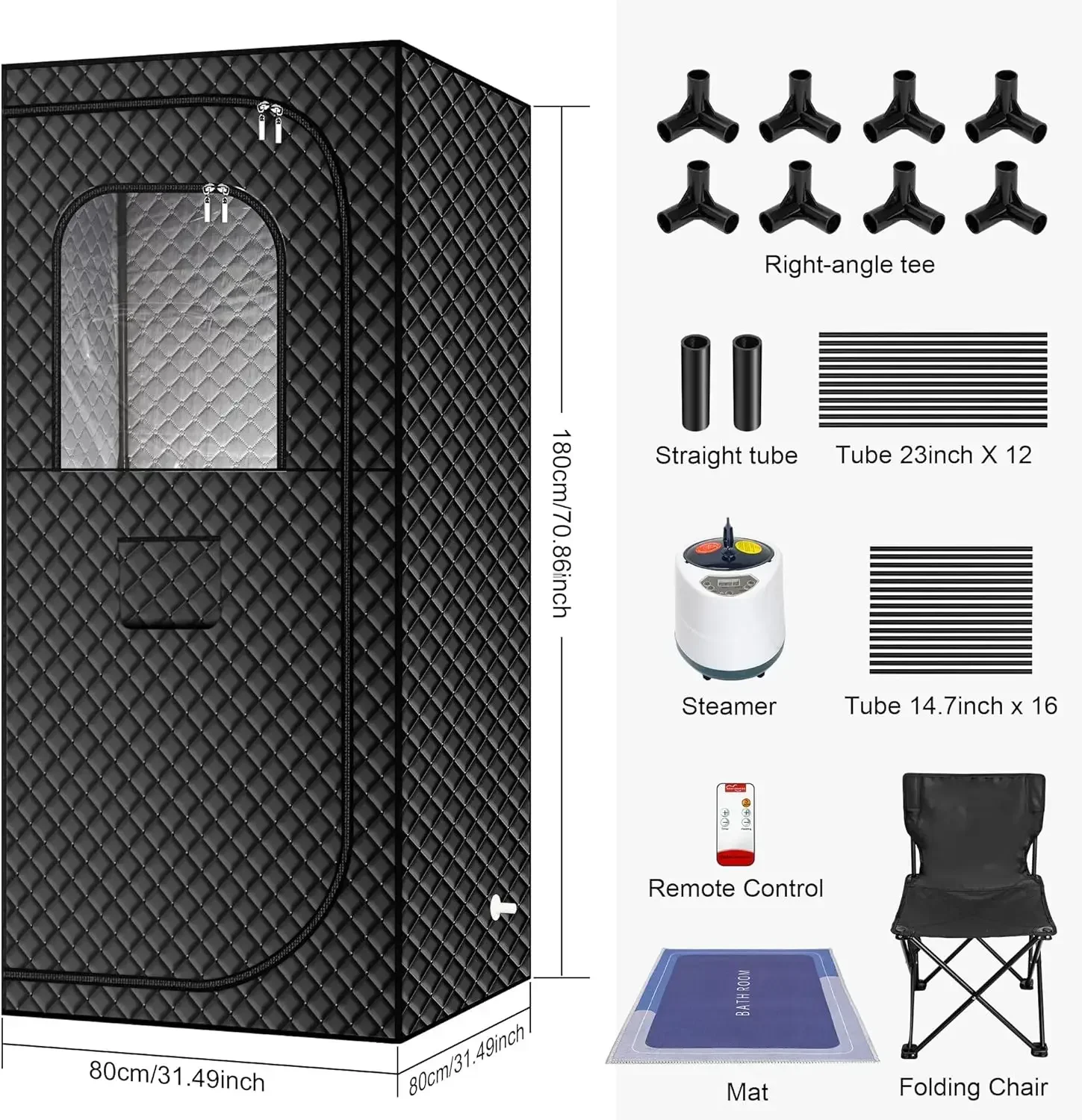 

[XMSJ]Portable Steam Sauna Box, Portable For Home, Person Tent Sauna Box At Home Spa With 2.6L & 1500W±10%, Remote Control