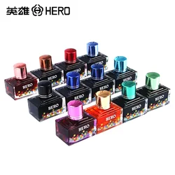 Original Hero Color Pen Ink 12 Color The Noncarbon Nonblocking Ink Black Red Blue Green Pink Coffee Bottled Bottle Enthusiasts