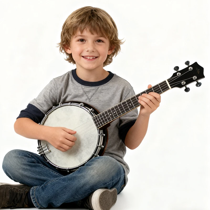 4 Strings Banjo 23 Inches Mini Ukulele Banjo Maple Fingerboard Banjos Adult Children String Instrument with Carrying Bag