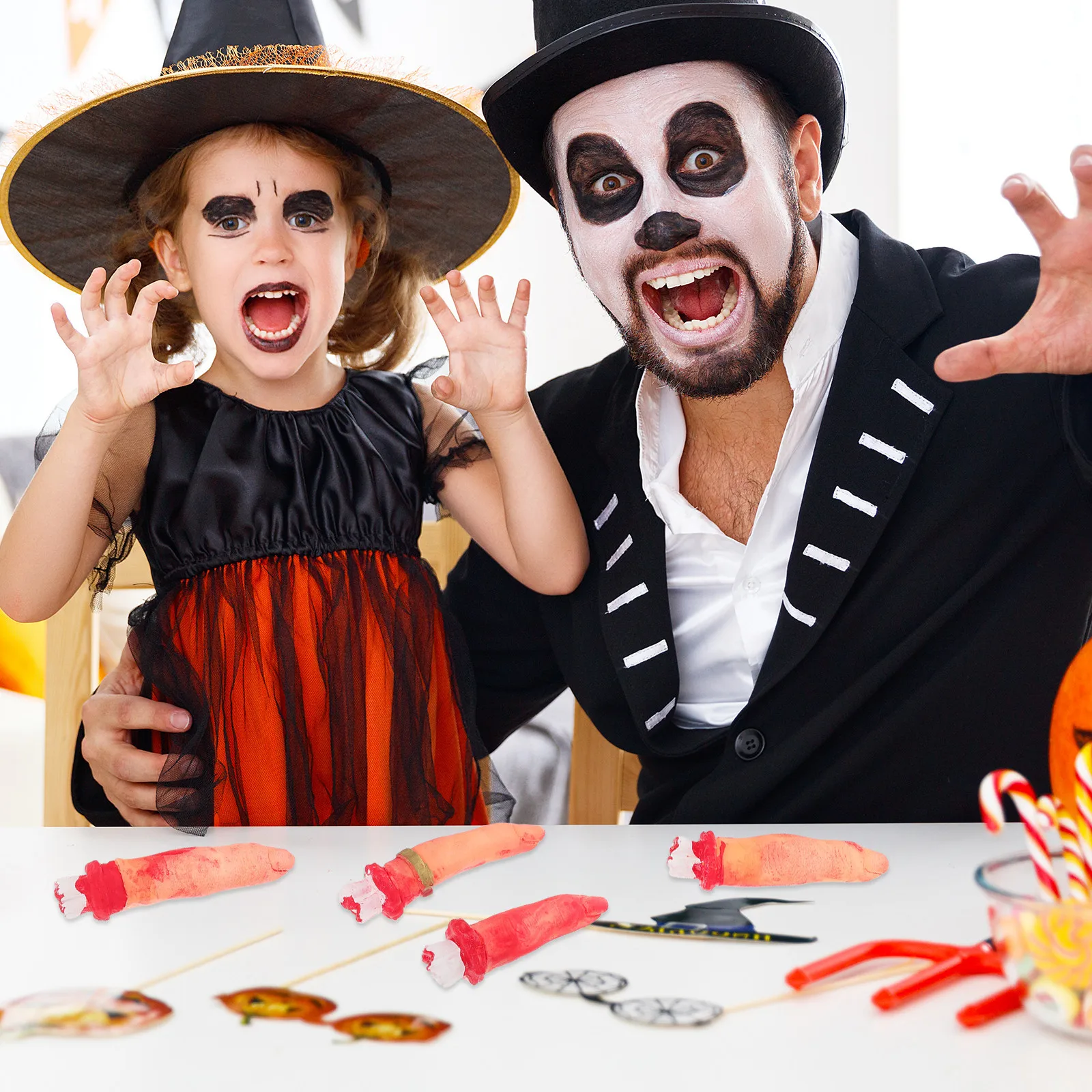 Accessoires de doigt de sang coupé, 10 pièces, Simulation de faux doigt d'halloween pour décoration de maison hantée, farces de fête effrayantes, nouveauté Gag