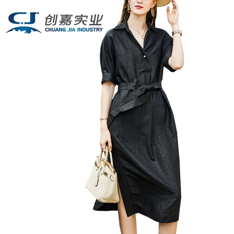 Senior Silk Gauze Dress Women's Summer New Medium Long Black Mulberry Silk Elegant Light Luxury Women's Dress