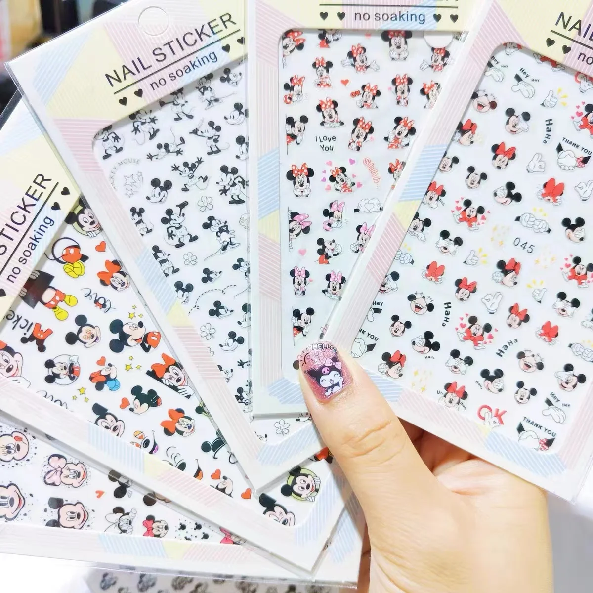 

New Disney Cartoon Mickey Nail Stickers Lion King Mary Cat Lilo & Stitch Stickers For Nails Anime Stickers Nail Art Decoration