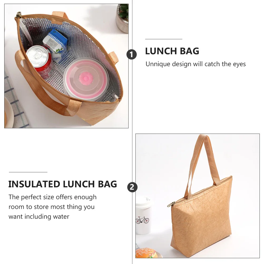 

Lunch Bag Convenient Portable Bento Pouch Special Kraft Paper Insulated Work