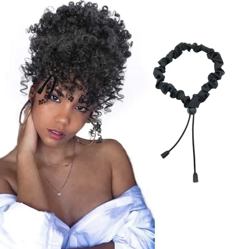 

BlackScrunchie AdjustableHairTie ElasticHairAccessory FashionableHairBand VersatileHairware DurableScrunchies Soft