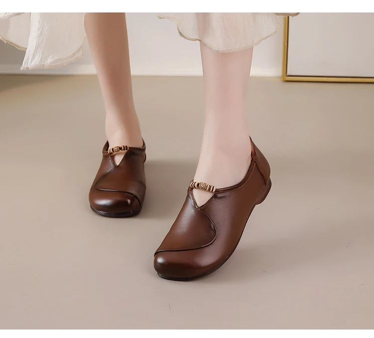 Ethnische V-Ausschnitt Perlenbesetzte Ballerinas Damen Schlichte Vintage Echtleder Mokassins Slip-On Loafer Elegante Alltagsschuhe für Mütter – Detail 13