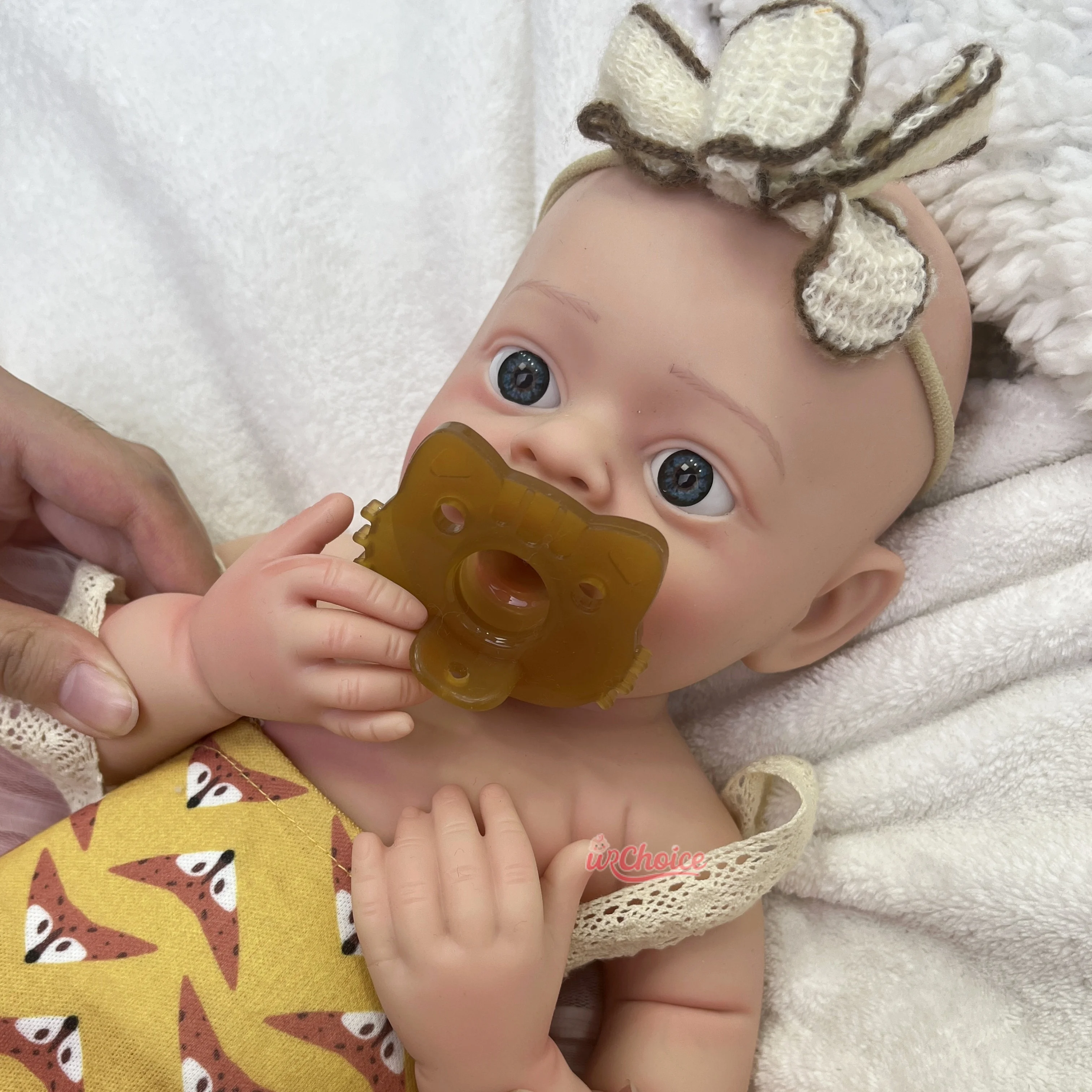 18" herboren baby volledige siliconen pop met fopspeen open mond en ogen kunstmatig kinderspeelgoed voor verjaardagscadeaus