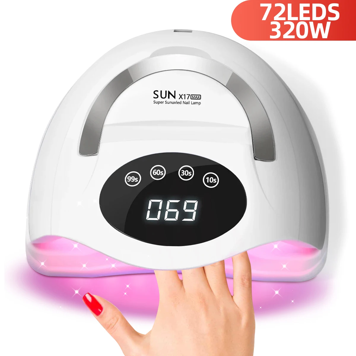 320W Lampa UV do paznokci 72LEDS Suszarka do paznokci z ekranem LCD Szybkoschnąca lampa do manicure do utwardzania wszystkich paznokci Narzędzia do zdobienia paznokci żelowych