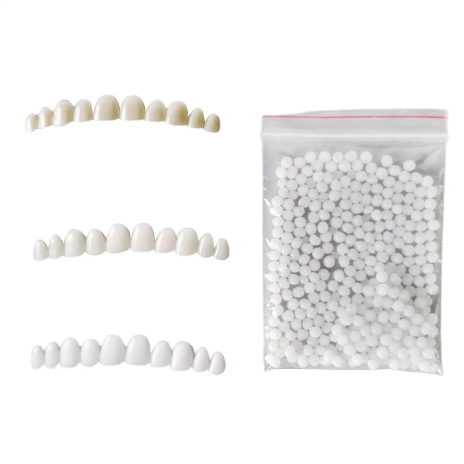 Silicone Reusable Teeth Veneers with Adhesive Fitting Beads Temporary Teeth