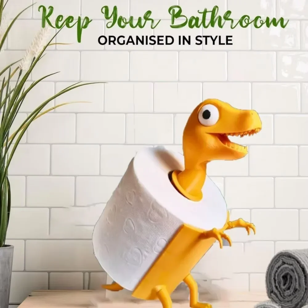 Dinosaur Toilet Roll Holder Funny Animal Toilet Paper Holder Free Paper Standing Bathroom Set 3D Printed Dog Paper Roll Holder