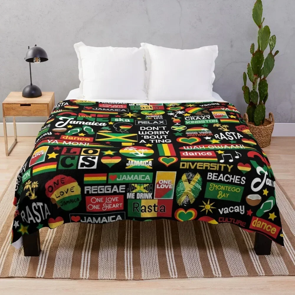 

Jamaica One Love Culture Pattern Throw Blanket Air Conditioner Soft Blanket for Office Home