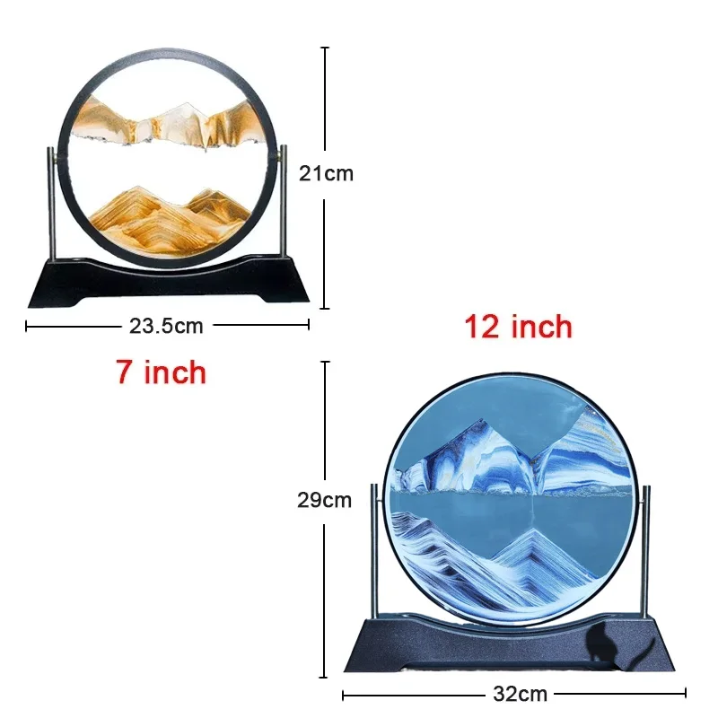 Rotatable Sandscape Moving Sand Art Picture Flowing Sand Painting Round Glass Quicksand 3D Hourglass Office Home Decor Gifts - view 6