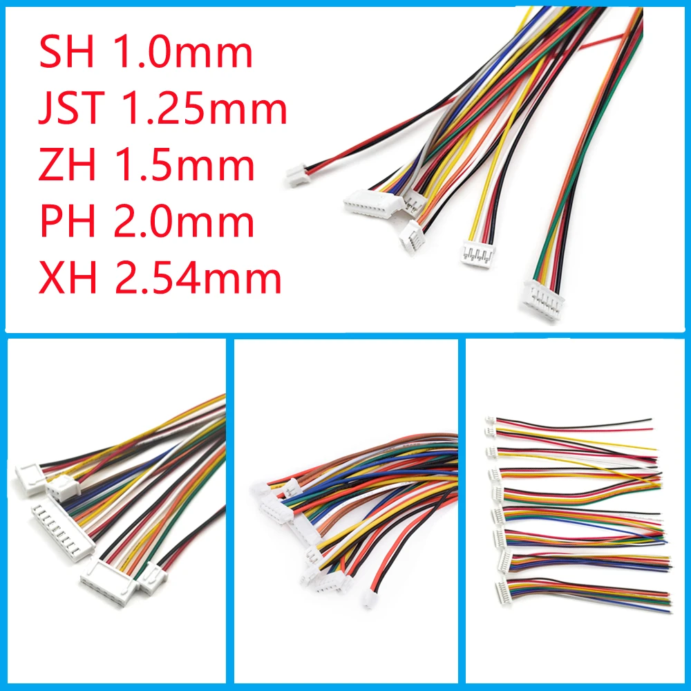 5PCS 1.0 1.25 1.5 2.0 2.54 SH/JST/ZH/PH/XH 1.0MM 1.25MM 1.5MM 2.0MM 2.54MM Female Plug Connector with Wire 2/3/4/5/6/7/8/10/12P