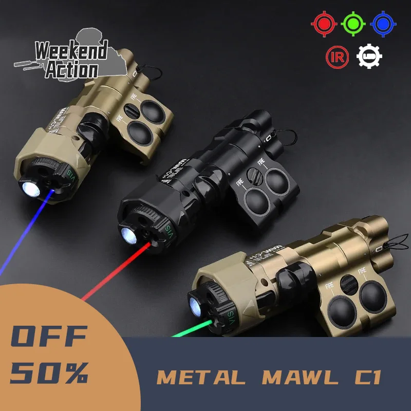 

2024 New Real Mawl C1 Metal Tactical Red Green Laser CNC MAWL-C1 IR Visible LED Aiming Bule Laser Dual Function Pressure Switch