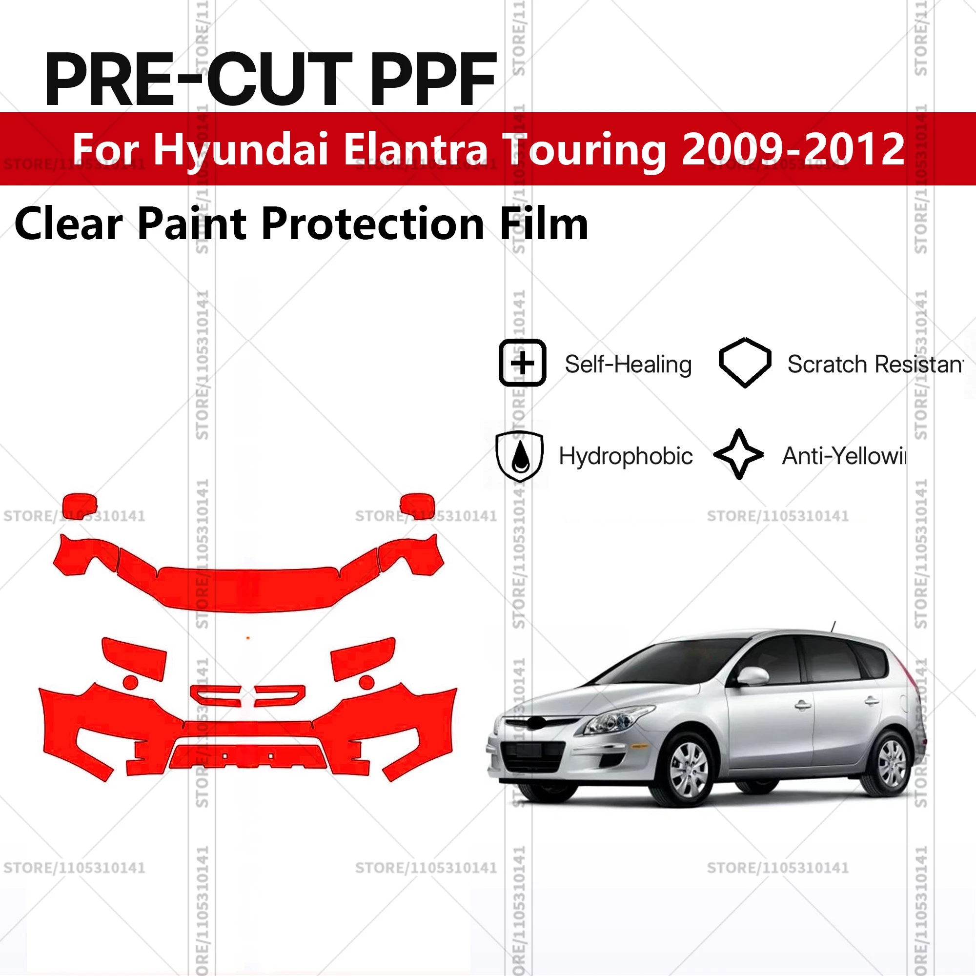 For Hyundai Elantra Touring 2009-2012 Pre-Cut Paint Protection Film PPF Transparent Car Film Automotive PPF Front Kit