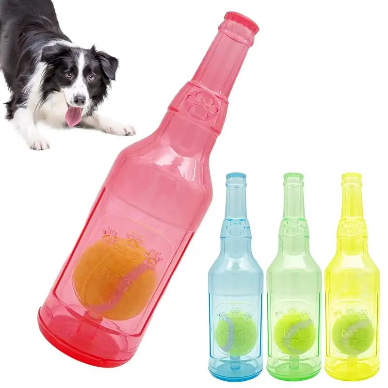 Interactive Dog Toy Creative Puppy Squeaky Toy Funny Bottle With Ball Toy Pet Accessories Dog Toy Water Bottle Cruncher For