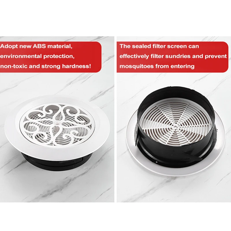 Decorative Air Vent Cover Round Ventilation Grill Outlet with Built-in Screen Mesh Adjustable Outlet for Wall Ceiling LBS