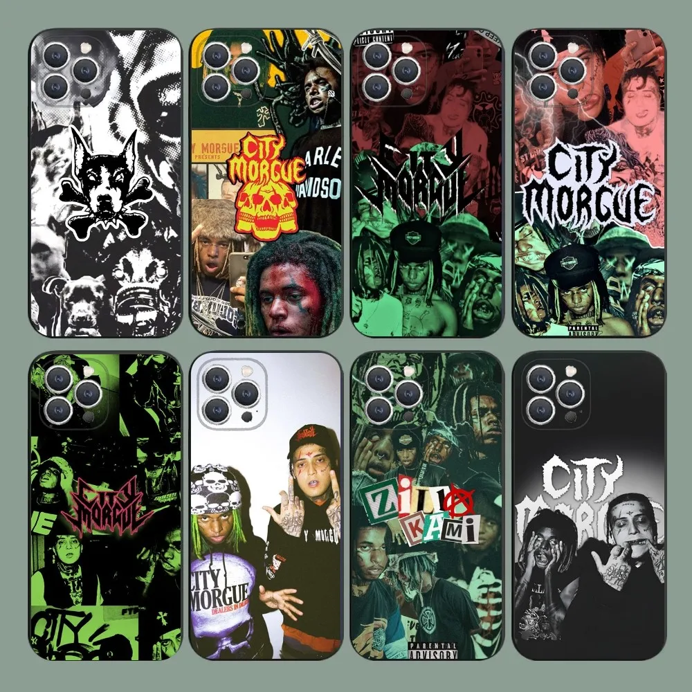 C- City M-Morgue Zillakami Phone Case For iPhone 15,14,13,12,11,Plus,Pro Max,XS,X,XR,SE,Mini,8,7 Soft Silicone Black Cover