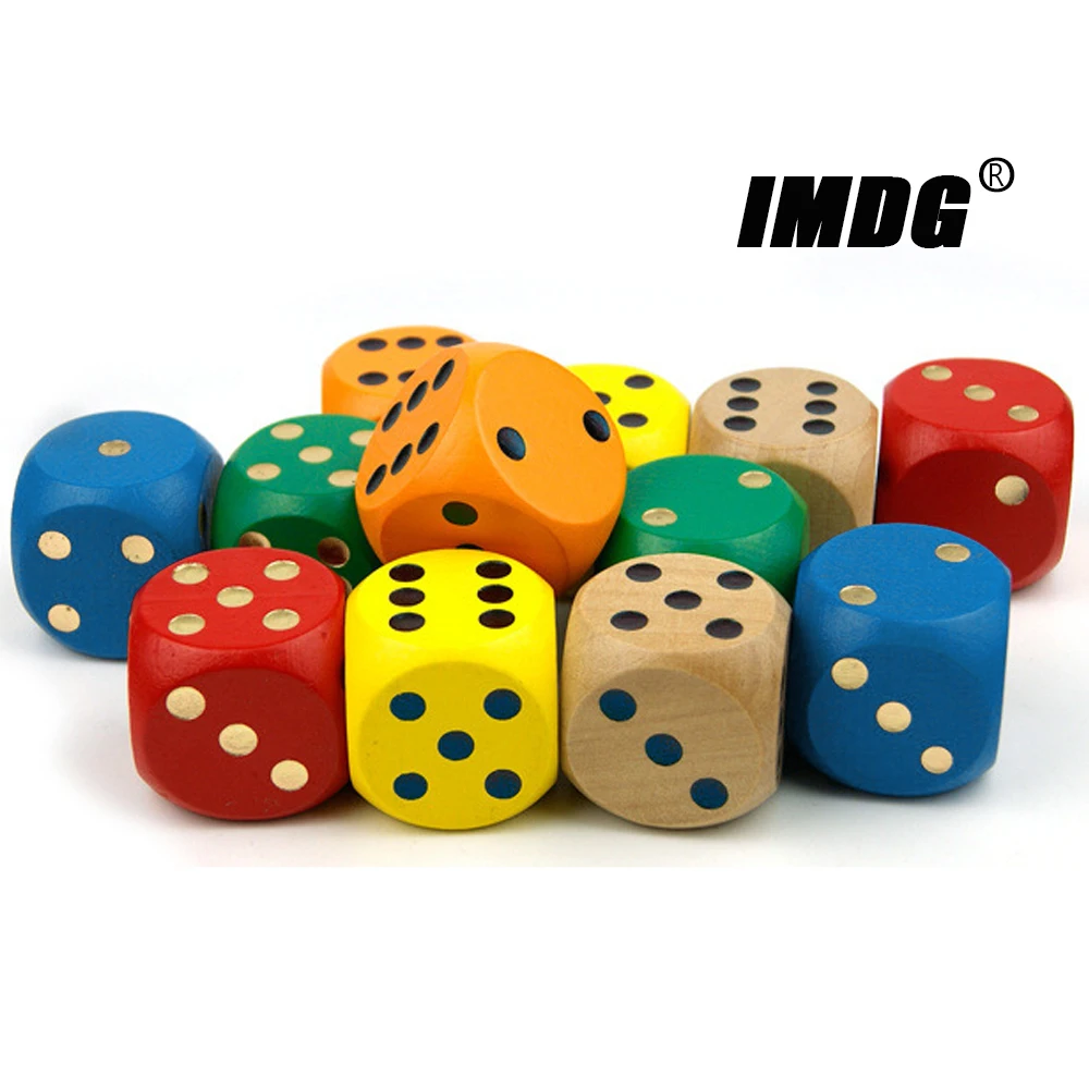 1PCS Wood Dice 40mm Big Colorful Solid Wooden Dot Game Rounded Dice Drinking Dice