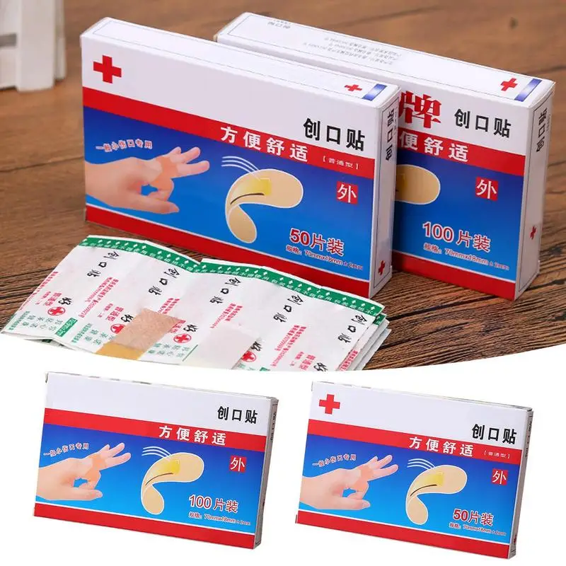 Flexible Bandages Waterproof Adhesive Waterproof Bandage Strips 50/100 Count Flexible Fabric Breathable Dressing Protective