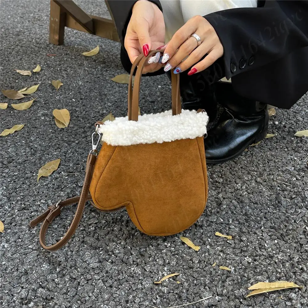 

2025 New Faux Suede Glove Shape Crossbody Bags Autumn Winter Plush Handbags Small Shoulder Bags Funny Cute Daily Messenger Bag
