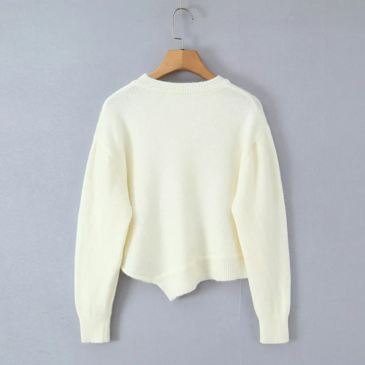 Pull court irrégulier de style paresseux, petit nouveau produit, niche ample, doux et gluant, nouveau haut