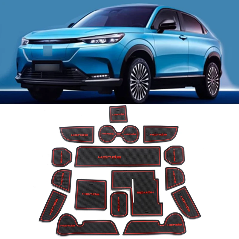 

16 pcs Car rubber anti-slip mat coaster Door Slot Mat Set For Honda e:NSI 2022 accessories