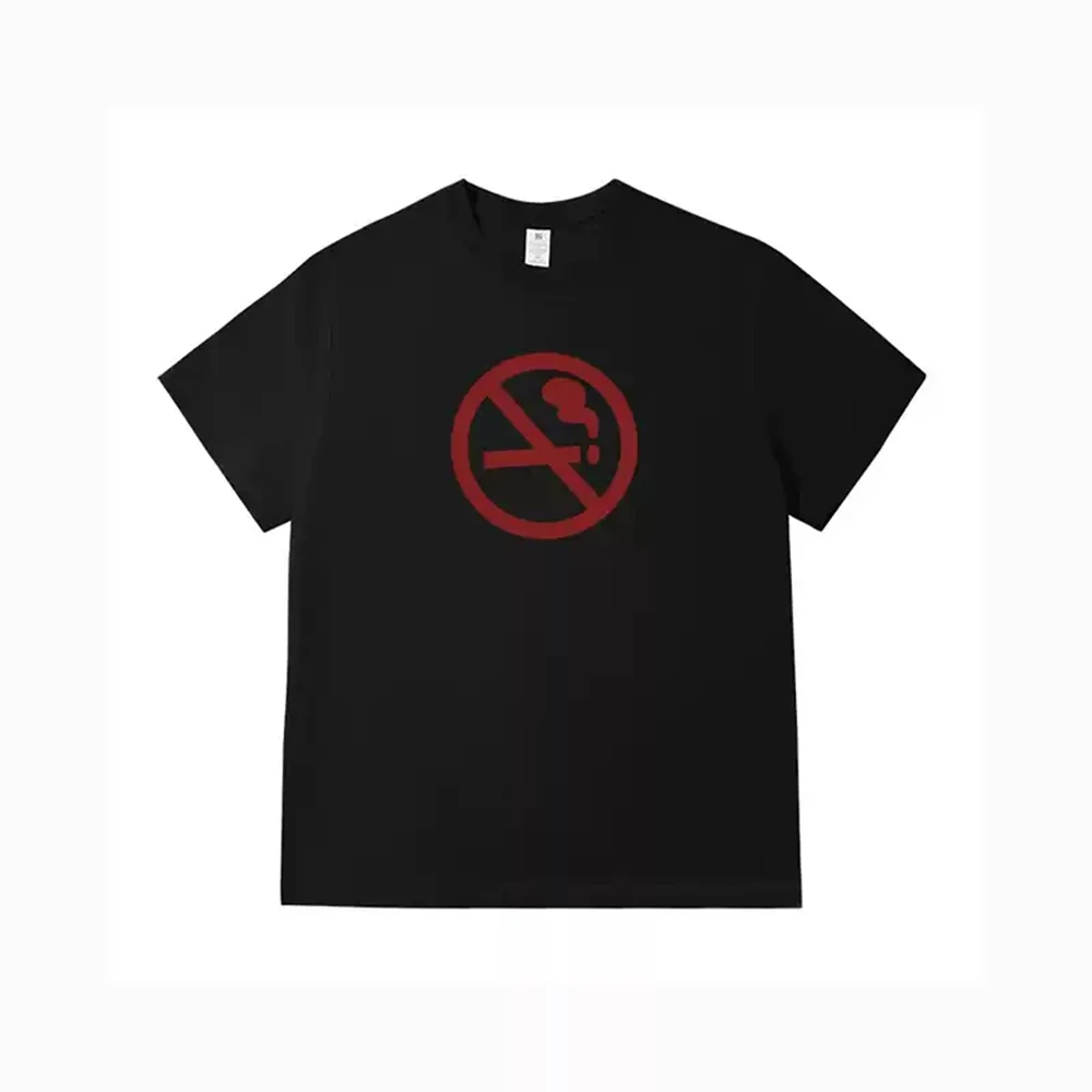Unisex Crew Neck Short Sleeve T-shirt, Marceline No Smoking Sign Graphic Dark Gray Cosplay Tee