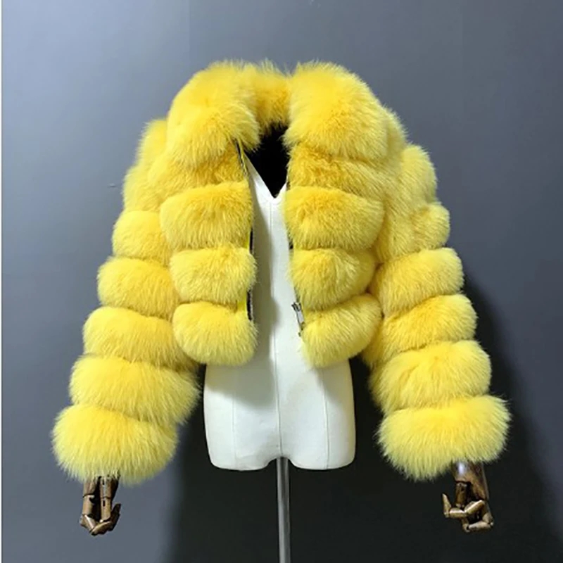 ZADORIN Trendy Cropped Splicing Fluffy Faux Fox Fur Coats Woman Lapel Zipper Long Sleeve Thick Fur Jacket Top Winter Outerwear
