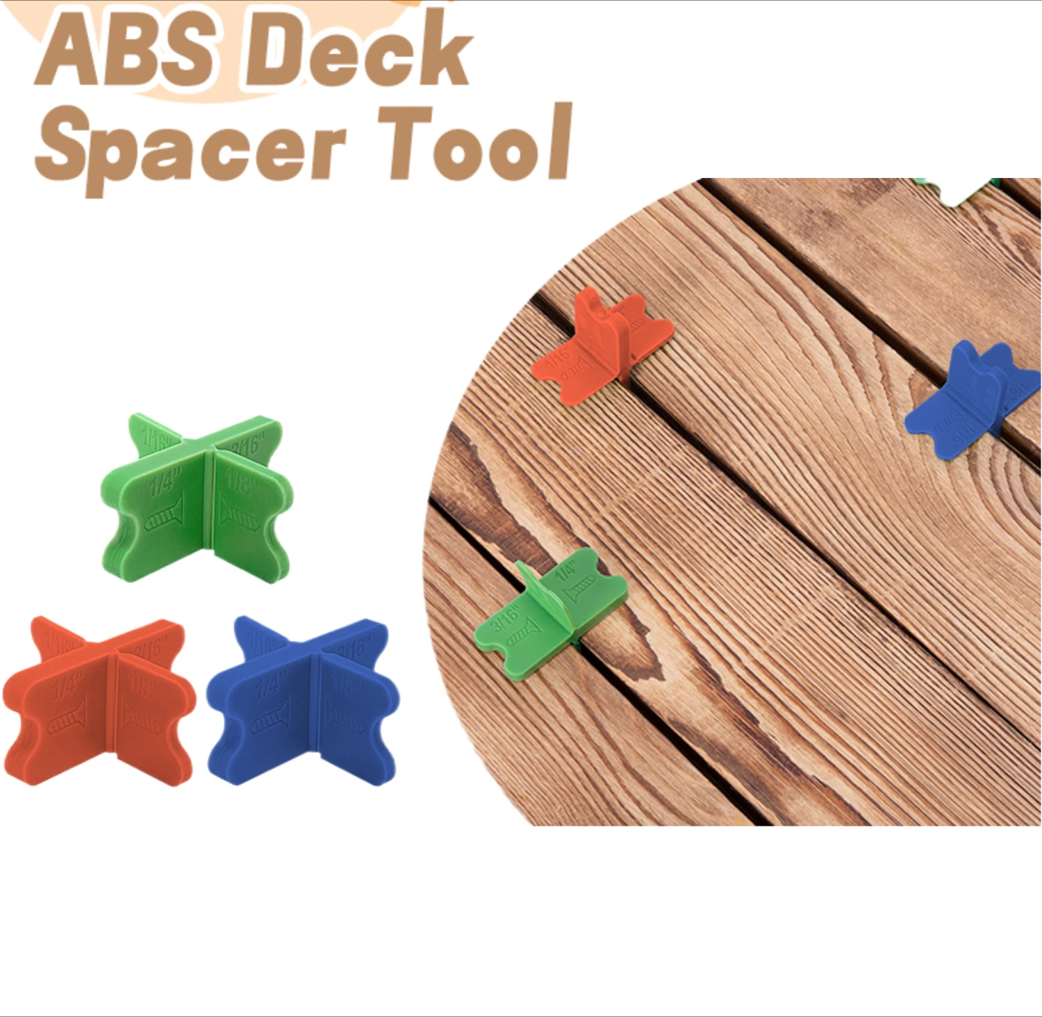 

4 Pcs ABS Deck Spacer Tools, 4 Thicknesses (1/16", 1/8", 3/16", 1/4"), Green Spacers for Composite or Pressure-Treated Decking