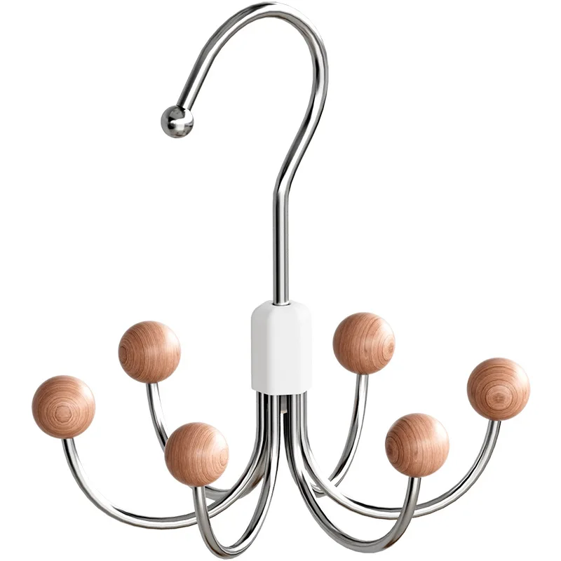 360-degree rotating multifunctional metal coat rack, six-claw hook, single-layer wardrobe bag, storage hook, lingerie crossbody