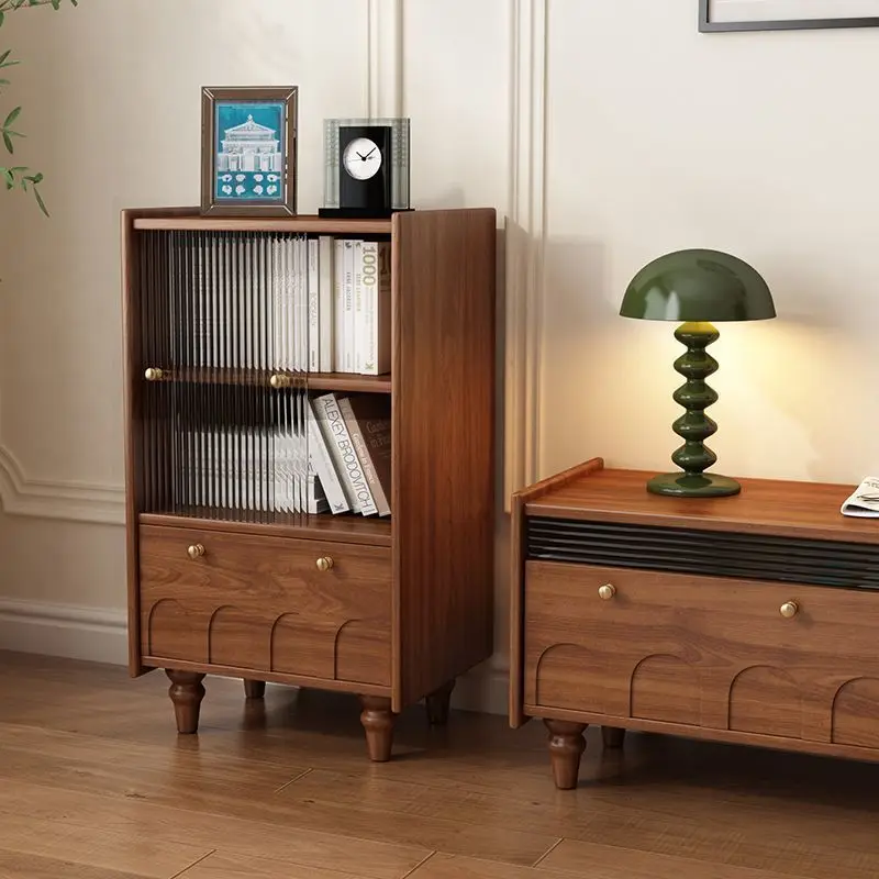 

American all solid wood baking paint, living room storage cabinet integrated floor medium and ancient TV cabinet floor cabinet