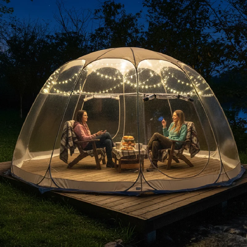 

Быстросборный кемпинговый шатер-пузырь из ПВХ, ветрозащитный, морозостойкий, с гирляндой для создания атмосферы ночью