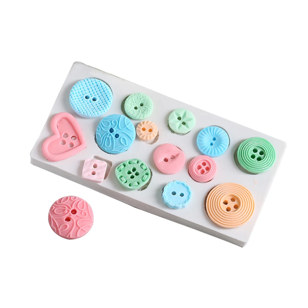 

14 Cavity Buttons Silicone Sugarcraft Mold Badge Cake Decorating Chocolate Baking Fondant Mould