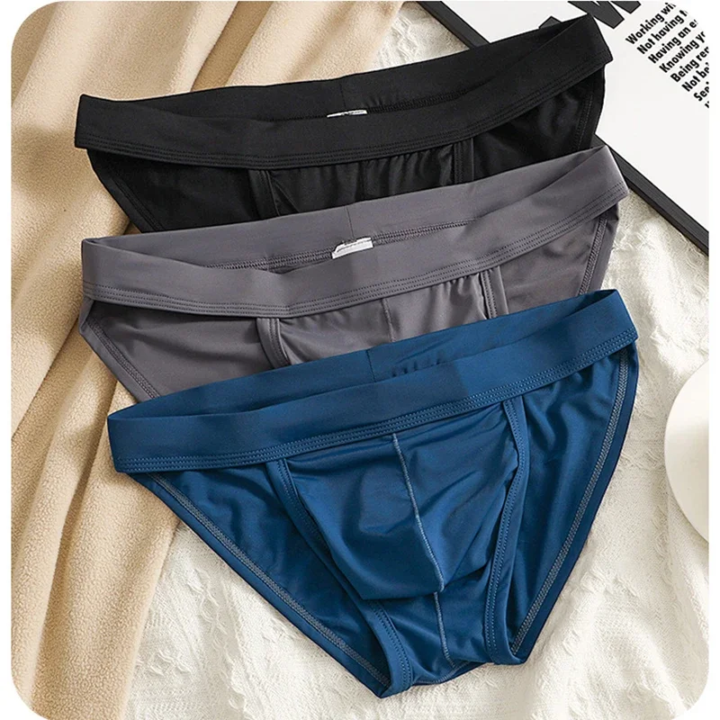Men's Ice Silk High Fork Briefs – Breathable, Seamless, Bulge Pouch Underwear for Men
